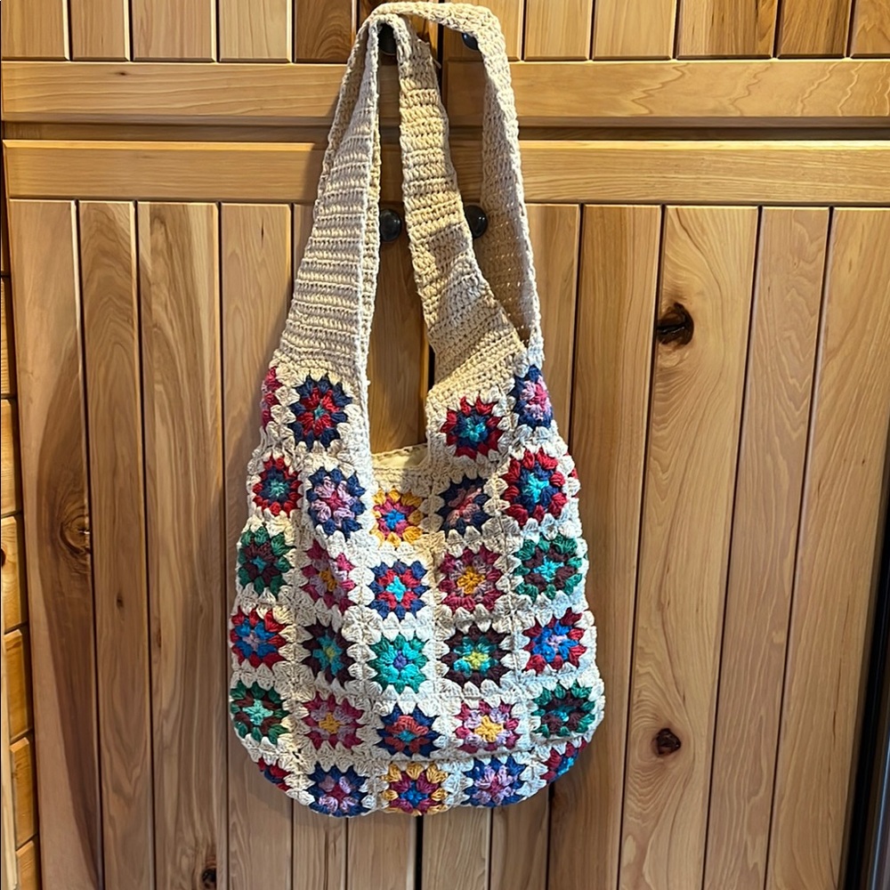 No Boundaries Cream Shoulder Bag with Crochet Elegance
